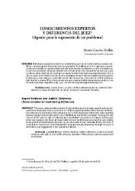 Conocimientos expertos y deferencia del juez (Apunte para la superación de un problema) / Marina Gascón Abellán | Biblioteca Virtual Miguel de Cervantes