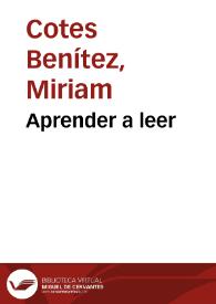 Aprender a leer | Biblioteca Virtual Miguel de Cervantes