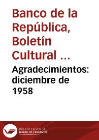 Agradecimientos: diciembre de 1958 | Biblioteca Virtual Miguel de Cervantes
