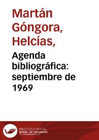 Agenda bibliográfica: septiembre de 1969 | Biblioteca Virtual Miguel de Cervantes