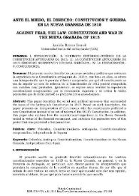 Ante el miedo, el Derecho: Constitución y guerra en la Nueva Granada de 1815 / Andrés Botero Bernal | Biblioteca Virtual Miguel de Cervantes
