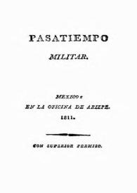 Pasatiempo militar | Biblioteca Virtual Miguel de Cervantes