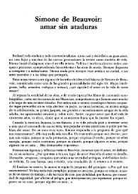 Simone de Beauvoir: amar sin ataduras  / Isabel de Armas | Biblioteca Virtual Miguel de Cervantes