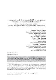 Ser migrante en la Barcelona de 1930. La inmigración valenciana en el barrio de la Barceloneta / Kenneth Pitarch Calero, Conchi Villar Garruta y Antonio López-Gay | Biblioteca Virtual Miguel de Cervantes