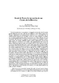 Desde la Torre: invención de un "Teatro de la Historia" / Lía Schwartz | Biblioteca Virtual Miguel de Cervantes
