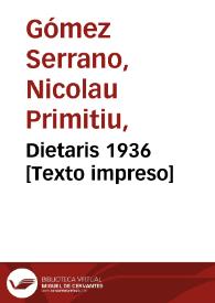 Dietaris 1936 [Texto impreso] | Biblioteca Virtual Miguel de Cervantes