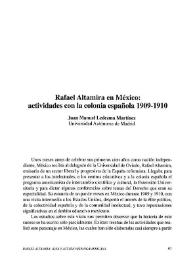 Rafael Altamira en México: actividades con la colonia española 1909-1910 / Juan Manuel Ledezma Martínez | Biblioteca Virtual Miguel de Cervantes