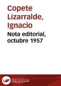 Nota editorial, octubre 1957 | Biblioteca Virtual Miguel de Cervantes