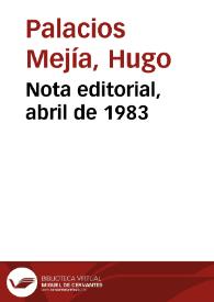 Nota editorial, abril de 1983 | Biblioteca Virtual Miguel de Cervantes