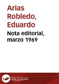 Nota editorial, marzo 1969 | Biblioteca Virtual Miguel de Cervantes