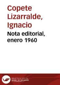 Nota editorial, enero 1960 | Biblioteca Virtual Miguel de Cervantes