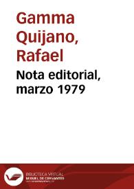 Nota editorial, marzo 1979 | Biblioteca Virtual Miguel de Cervantes