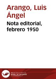 Nota editorial, febrero 1950 | Biblioteca Virtual Miguel de Cervantes