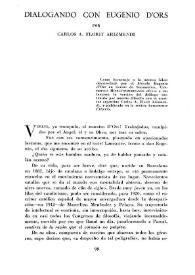 Dialogando con Eugenio d'Ors / por Carlos A. Florit Arizmendi | Biblioteca Virtual Miguel de Cervantes