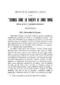 Apostillas de Menéndez Pelayo a los «Estudios sobre la Filosofía de Santo Tomás» por el M. R. P. Zeferino González (Continuación) / Marcial Solana | Biblioteca Virtual Miguel de Cervantes