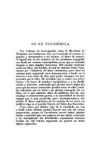 De re toponimica / Fermín del Sojo y Lomba | Biblioteca Virtual Miguel de Cervantes