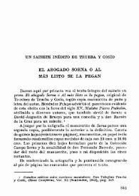 Un sainete inédito de Trueba y Cosío: "El abogado Sorna o Al más listo se la pegan" / Salvador García Castañeda | Biblioteca Virtual Miguel de Cervantes