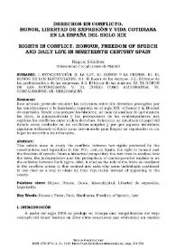Derechos en conflicto. Honor, libertad de expresión y vida cotidiana en la España del siglo XIX  / Raquel Sánchez García | Biblioteca Virtual Miguel de Cervantes