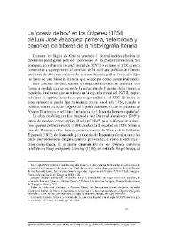 La ‘poesía de hoy’ en los "Orígenes" (1754) de José Luis Velázquez: periferia, heterodoxia y canon en los albores de la historiografía literaria  / Ignacio García Aguilar | Biblioteca Virtual Miguel de Cervantes