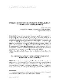 La Iglesia como factor de estabilidad política durante la Restauración: el caso de La Rioja / Sergio Cañas Díez | Biblioteca Virtual Miguel de Cervantes
