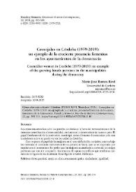 Concejalas en Córdoba (1979-2019): un ejemplo de la creciente presencia femenina en los ayuntamientos de la democracia / María José Ramos Rovi | Biblioteca Virtual Miguel de Cervantes
