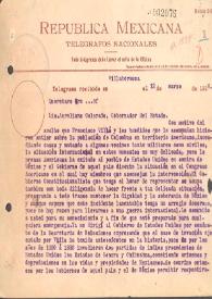 Telegrama de Aureliano Colorado a Venustiano Carranza. Santiago de Querétaro (México), 12 de marzo de 1916 | Biblioteca Virtual Miguel de Cervantes