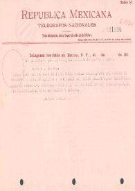 Telegrama de Álvaro Obregón a Francisco J. Múgica. Querétaro (México), 22 de marzo de 1916
 | Biblioteca Virtual Miguel de Cervantes
