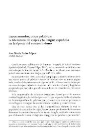 Otros mundos, otras palabras: la literatura de viajes y la lengua española en la época del costumbrismo / Ana María Freire López | Biblioteca Virtual Miguel de Cervantes