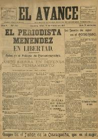 El Avance : diario independiente. Miembro de la prensa asociada de los estados: "pro-patria". Año II, núm. 312, 5 de enero de 1912 | Biblioteca Virtual Miguel de Cervantes