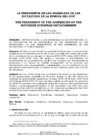 La presidencia de las asambleas de las dictaduras en la Europa del Sur / Miquel Urquijo | Biblioteca Virtual Miguel de Cervantes