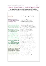 La "Elegía a Ramón Sijé", traducida al rumano por la poeta Elena Liliana Popescu y Joaquín Garrigós | Biblioteca Virtual Miguel de Cervantes