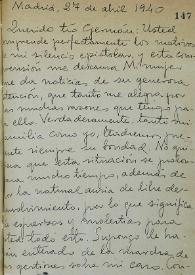 Más información sobre Carta de Miguel Hernández a Germán Vergara. Madrid, 27 de abril de 1940