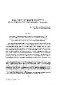 Parlamento y poder ejecutivo en la España Contemporánea (1810-1936)  / Juan Ignacio Marcuello Benedicto y Manuel Pérez Ledesma | Biblioteca Virtual Miguel de Cervantes