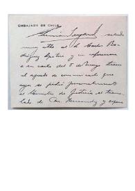Tarjetón manuscrito de Germán Vergara Donoso a Carlos Spiteri. Madrid, 9 de mayo 1941 | Biblioteca Virtual Miguel de Cervantes