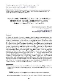 Magisterio espiritual en los conventos femeninos contrarreformistas del ámbito lingüístico catalán / Verònica Zaragoza Gómez | Biblioteca Virtual Miguel de Cervantes