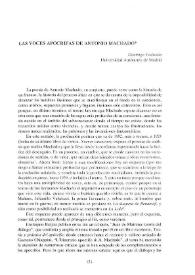 Las voces apócrifas de Antonio Machado / Domingo Ynduráin | Biblioteca Virtual Miguel de Cervantes