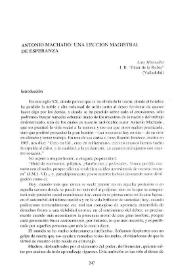 Antonio Machado: una lección magistral de esperanza / Luis Miravalles | Biblioteca Virtual Miguel de Cervantes