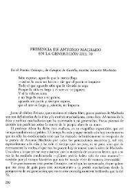Presencia de Antonio Machado en la generación del 70 / José Infante | Biblioteca Virtual Miguel de Cervantes