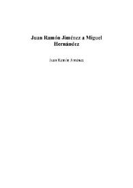 Juan Ramón Jiménez a Miguel Hernández | Biblioteca Virtual Miguel de Cervantes