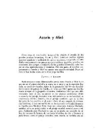 Azorín y Miró / Mariano Baquero Goyanes | Biblioteca Virtual Miguel de Cervantes