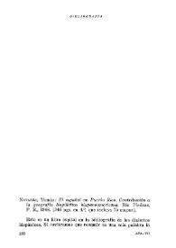Navarro Tomás, Tomás, "El español en Puerto Rico. Contribución a la geografía lingüística hispanoamericana", Río Piedras, P. R., 1948 [346 págs. en 4º, que incluye 75 mapas] / Manuel Alvar | Biblioteca Virtual Miguel de Cervantes