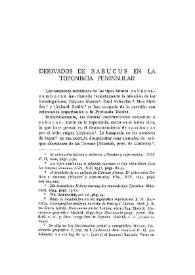 Derivados de "sabucus" en la toponimia peninsular / Manuel Alvar | Biblioteca Virtual Miguel de Cervantes