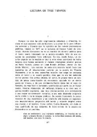 Lectura en tres tiempos / Jorge Rodríguez Padrón | Biblioteca Virtual Miguel de Cervantes