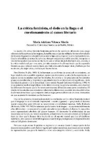 La crítica feminista, el dedo en la llaga o el cuestionamiento al canon literario / María Adriana Velasco Marín | Biblioteca Virtual Miguel de Cervantes