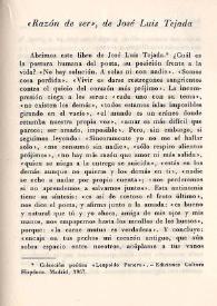 "Razón de ser", de José Luis Tejada / L. de L. | Biblioteca Virtual Miguel de Cervantes