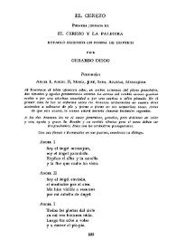 El cerezo: Primera jornada de "El cerezo y la palmera". Retablo escénico en forma de tríptico / por Gerardo Diego | Biblioteca Virtual Miguel de Cervantes