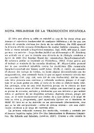 Nota preliminar de la traducción española / Manuel Alvar | Biblioteca Virtual Miguel de Cervantes