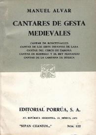 Cantares de gesta medievales / Manuel Alvar | Biblioteca Virtual Miguel de Cervantes