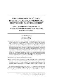 Els verbs de percepció visual en català: classificació semàntica i distribució en gèneres escrits   / Carla Ferrerós Pagès   | Biblioteca Virtual Miguel de Cervantes