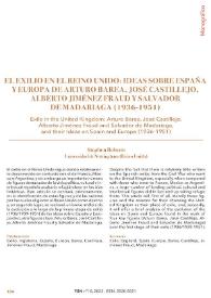 El exilio en el Reino Unido: ideas sobre España y Europa de Arturo Barea, José Castillejo, Alberto Jiménez Fraud y Salvador de Madariaga (1936-1951) / Stephen Roberts | Biblioteca Virtual Miguel de Cervantes